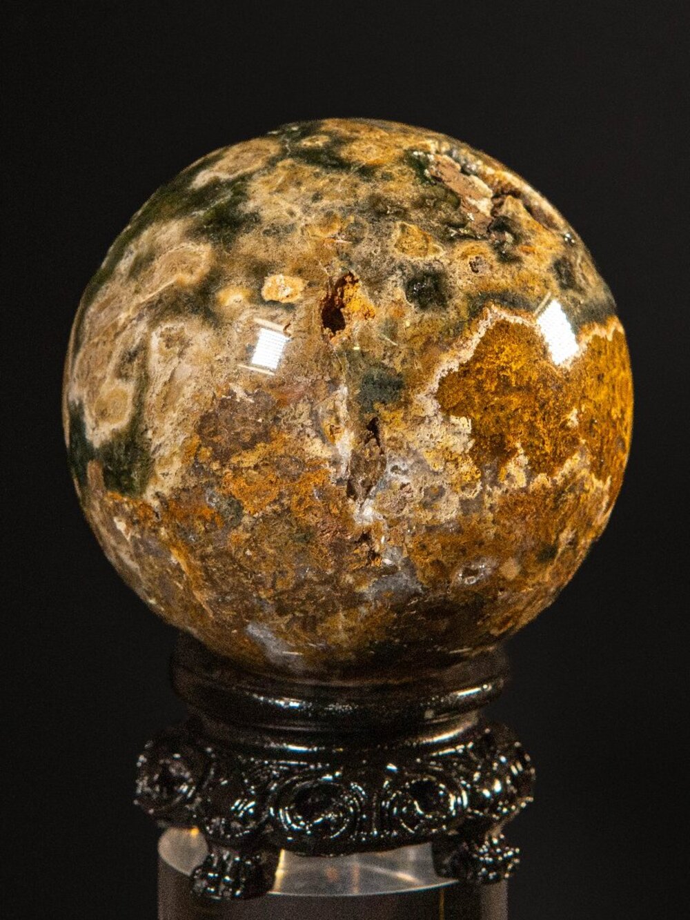 Ocean Jasper Sphere 642g 79mm Crystal Ball + Stand